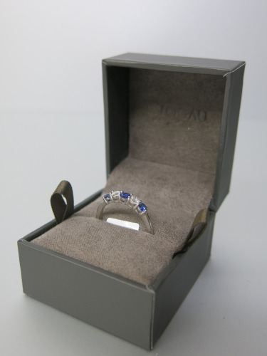 18ct White Gold with 3 Sapphires & 2 Diamonds (0.21ct). Size L. RRP &pound;1475.