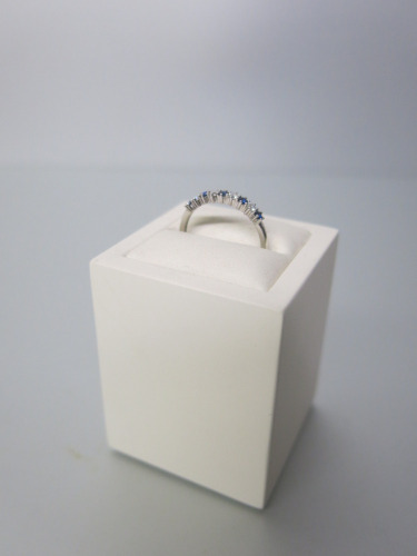 9ct White Gold Ring with 5 Sapphires & 4 Diamonds. Size M. RRP &pound;850.