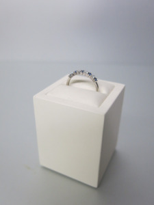 9ct White Gold Ring with 5 Sapphires & 4 Diamonds. Size M. RRP &pound;850.