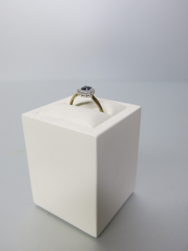 9ct Gold Ring with Sapphire & Diamond Surround. Size N. RRP &pound;735.