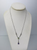 18ct White Gold Chain & 'Y' Pendant with Diamond/Ame/Peri Stones. RRP &pound;405. - 2