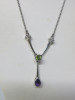 18ct White Gold Chain & 'Y' Pendant with Diamond/Ame/Peri Stones. RRP &pound;405. - 3