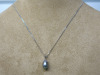9ct White Gold 16" Chain with Grey Pearl. RRP &pound;400. - 2