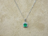 18ct White Gold 16" Curb Chain, 0.67ct Emerald & Diamond Surround Pendant. RRP &pound;595. - 3