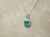 18ct White Gold 16" Curb Chain, 0.67ct Emerald & Diamond Surround Pendant. RRP &pound;595. - 4