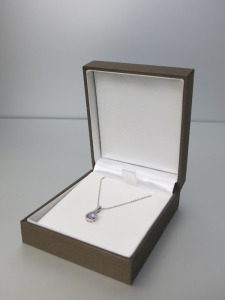 9ct White Gold 16" Chain Amethyst & Diamond Pendant. RRP &pound;199.
