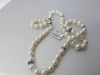 String of White Cultured 5mm Pearls with Amethyst Detail & 18ct White Gold Clasp. 16". RRP 495. - 3