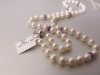 String of White Cultured 5mm Pearls with Amethyst Detail & 18ct White Gold Clasp. 16". RRP 495. - 4