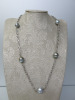 9ct White Gold Belcher Chain with 5 x Grey Tahitian 10mm Pearls, 16". RRP &pound;465.