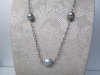 9ct White Gold Belcher Chain with 5 x Grey Tahitian 10mm Pearls, 16". RRP &pound;465. - 2