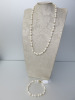 Fresh Water Pearl & 9ct Gold Bead Necklace (18") & Bracelet (7") Set. RRP &pound;190.