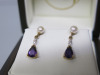 Pair of 9ct Gold, Fresh Water Pearl Studs with Amethyst & Diamond Drop Earrings. RRP &pound;330. - 4
