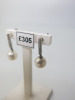Pair of 9ct White Gold, 7mm Pearl with Diamond Drop Earrings. RRP &pound;305. - 2