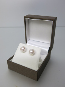 Pair of 9ct White Gold 7.5mm Cultured Pearl Earrings. RRP &pound;174.