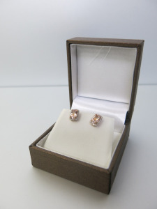 Pair of 9ct Gold, Pink Morganite & Diamond Stud Earrings. RRP &pound;405.
