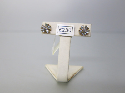 Pair of 9ct Gold, Blue Topaz Diamond Flower Stud Earrings. RRP &pound;230.