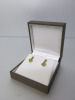 Pair of 9ct Gold, Green Stone & Diamond Earrings. RRP &pound;310. NOTE: 1 x earring broken, requires repair. - 5