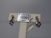 Pair of 9ct Gold, Square Amethyst & Diamond Earrings. RRP &pound;230. - 2