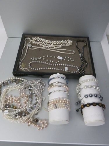22 x Assorted Silver & Pearl Necklaces & Bracelets to Include: 11 x Necklaces & 11 x Bracelets with Various Fresh Water Pearls & Faux Pearls (As Viewed). Total Approx RRP &pound;2415.