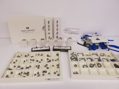 Large Quantity of Trollbeads Jewellery & Displays to Include: 58 x Beads, 11 x Chains, 16 x Rings, 8 x Clasps & Other (As Viewed).
