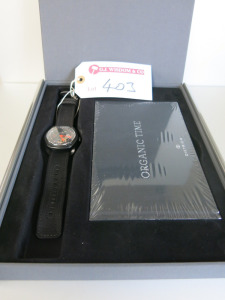 Dietrich OT-2 Steel Black, with Red Hands and Glass Front, 46mm Organic Time Gentleman's Wrist Watch with Matching Leather Strap, in Packaging Case with Sealed Manual. New/Boxed. RRP &pound;1150.