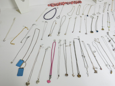 Large Quantity of 63 x Assorted Costume, Silver & Other Costume Style Necklaces in a Variety of Styles & Sizes (As Viewed).