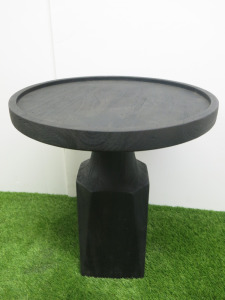 G &G Home Black Painted Solid Wood Side Table. Size H50 x Dia45cm.