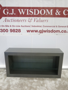 Heavy Wood Side Unit In Silver With Thick Glass Shelf. Size H80 x W160 x D40cm.