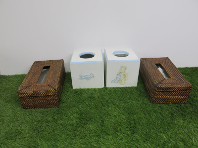 4 x Tissue Covers to Include: 2 x Wicker & 2 x Baby Style.