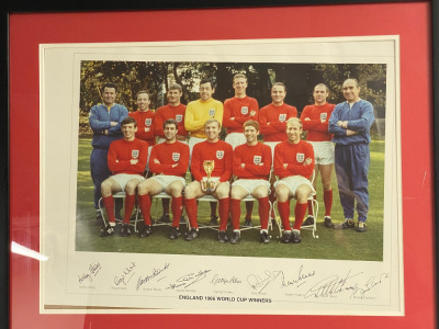 1966 Team Line-Up Print Signed by 9 (Including Sir Bobby Charlton.