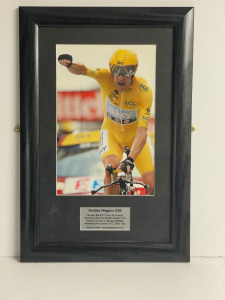 Framed & Glazed Photo Bradly Wiggins 2012 Tour de France. Size 33 x 50cm.