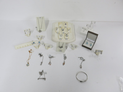 Quantity of 26 x Silver & Faux Stone, Assorted Items of Sparkling Jewellery to Include: 14 x Necklaces, 11 x Earrings & 1 x Bracelet (As Viewed).