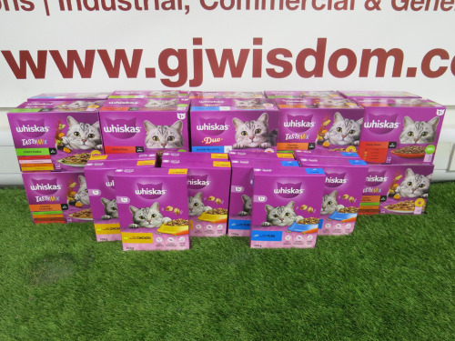 30 x Assorted Packets of Whiskas Cat Food to Include: 20 x Boxes of 12 Pcs (85g) Assorted Cat Food & 10 x Boxes of 300g Kibbles.