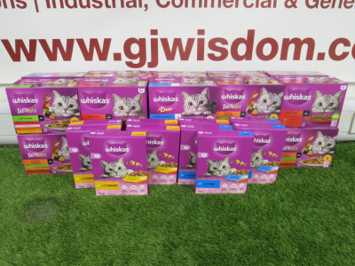 30 x Assorted Packets of Whiskas Cat Food to Include: 20 x Boxes of 12 Pcs (85g) Assorted Cat Food & 10 x Boxes of 300g Kibbles.