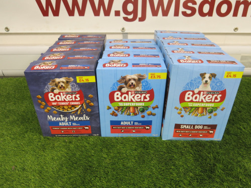 14 x Boxes of Assorted Bakers Dog Food to Include: 5 x 1.1kg & 9 x 1kg.