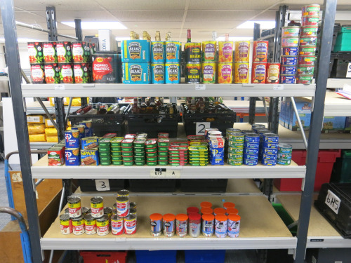 Approx. 268 x Assorted Tins of Food & Coffee to Include: 13 x Tins of Plum Tomatoes, 30 x Tins of Assorted Baked Beans, 11 x Tins of Soup & Spaghetti, 14 x Tins of Salmon, 67 x Tins of Assorted Tuna, 31 x Tins of Sardines, 52 x Tins of Assorted Mackerel, 