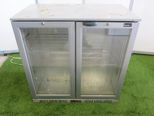 Lec 2 Glass Door Back Bar Cooler, Model BC9007G.Size H90 x W90 x D50cm.