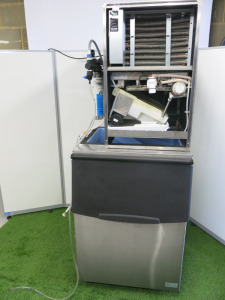 Hoshizaki Ice Maker, Model IM-240ANE-HC-23, S/N N11472B with Hoshizaki Ice Storage Bin, Model B-210SA, S/N M01170H & Hoshizaki Filtration with 2 x 4HC-H Cartridges. Size H198 x W77 x D80cm. NOTE: missing original front cover.