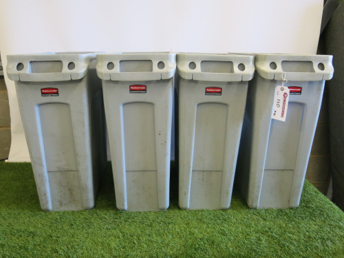 4 x Rubbermaid 61L Slimjim Recycling Bins.