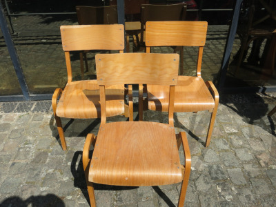 3 x Vintage Tecta Plywood Stacking Chairs. NOTE: condition (As Viewed/Pictured).