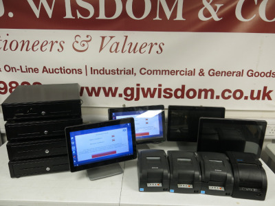 Lot of Epos Equipment to Include: 4 x Partner A5-1-K 15" Touch Screen Terminals, 4 x Metal Cash Drawers, 3 x Bixolon Thermal Printers & 1 x SNBC Thermal Printers.