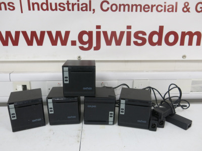 5 x Oxhoo TP85 Thermal Receipt Printers with 4 Power Supplies.