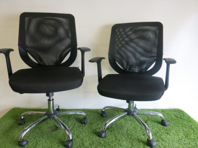 Pair of Nautilus Mesh Back Office Swivel Chairs.