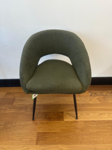 Dark Green Wooley Fabric Chair.