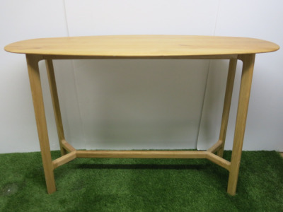 Light Wood Oval Top Side Table. Size H80 x W120 x D40cm.