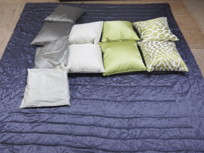 Gingerlily Purple Silk Throw, 6 x Pairs of Feather Filled Cushions & 4 x Other Cushions.