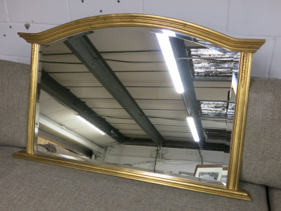 Bevelled Edge Gold Framed Over Mantel Mirror. H78cm x W113cm.