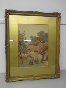 Framed & Glazed Picture of Country Cottage. Size H55 x W44cm.