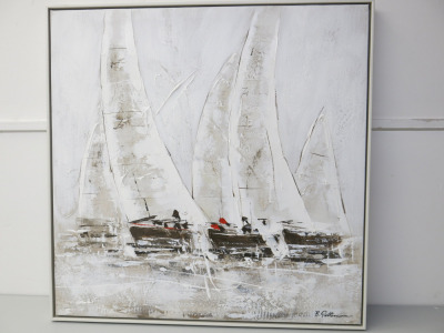 Framed Acrylic on Canvas Artwork, Artist B Patterson. Size H72 x W72cm.