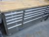 Mobile Mechanics Stainless Steel 15 Drawer Work Bench Tool Box Chest Cabinet with Wooden Top. Comes with 2 Keys. Size H95 x W183 x D49cm. - 3